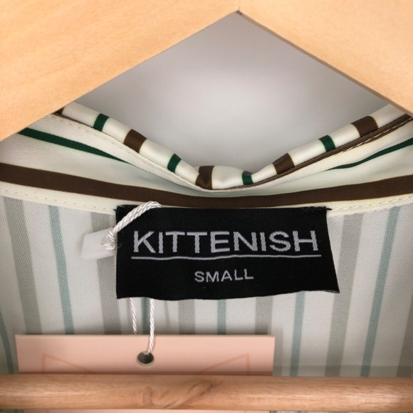 Kittenish Womens Button Front Top Size Small Stripe Oversized Long Flare Sleeve - Picture 3 of 15